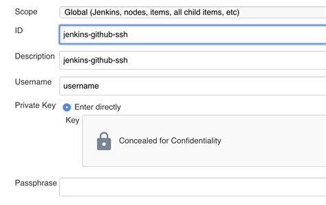 Next, go on your Jenkins server and edit your Jenkins user information (via the top right corner, by clicking on your username). . Jenkins ssh private key credentials